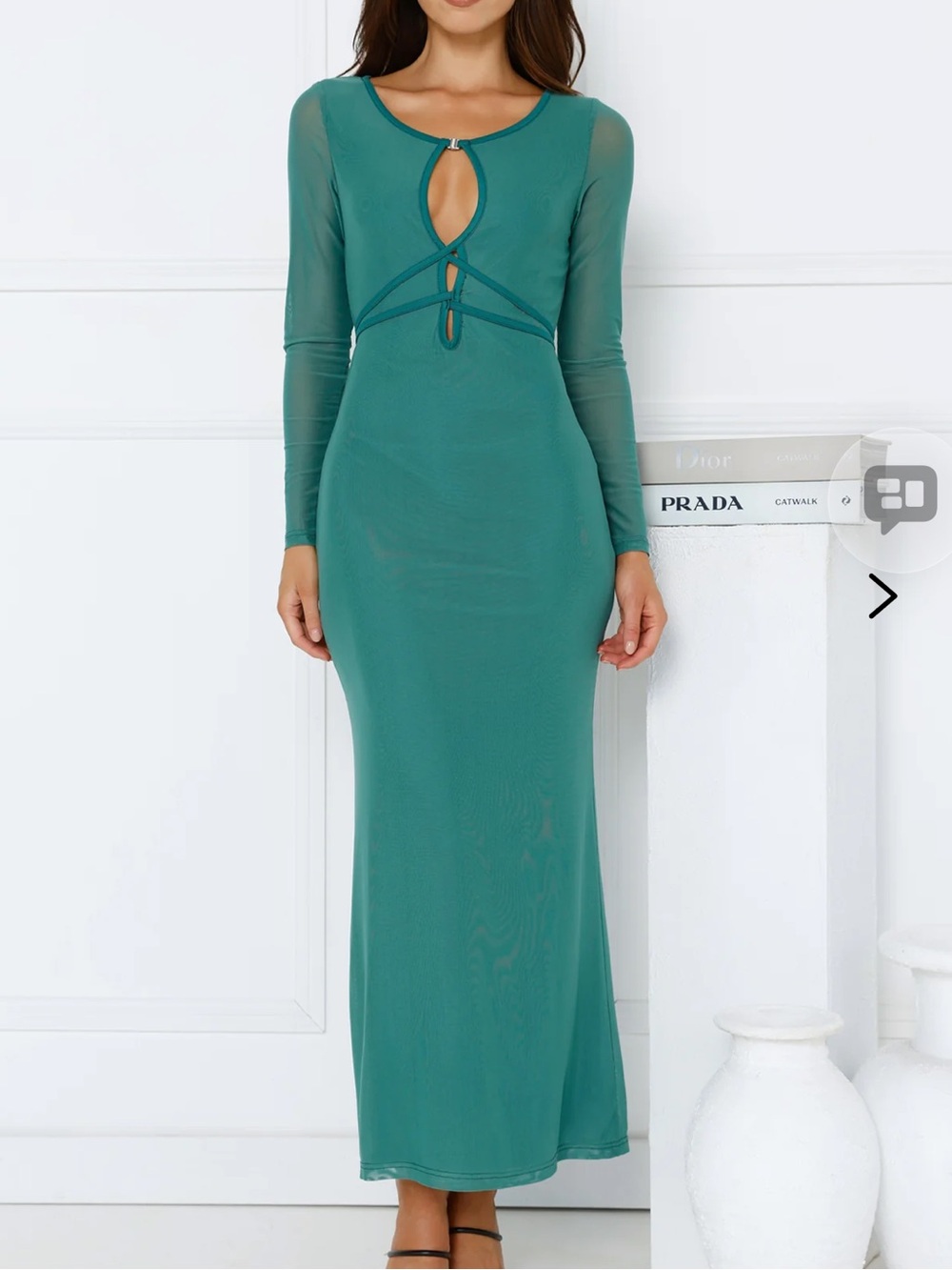 SOLANGE LONG SLEEVE MAXI DRESS GREEN